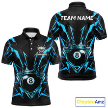 Load image into Gallery viewer, Black And Blue Crown 8 Ball Pool Polo &amp; 1/4-Zip Shirt For Men Personalized Ball Billiard Gifts NYN2424