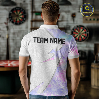 Personalized Pink-Purple Holographic Dartboard Men Darts Polo & 1/4-Zip Shirts Dart Team Jerseys NYN2813