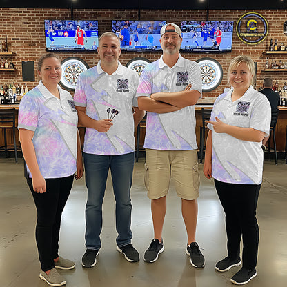 Personalized Pink-Purple Holographic Dartboard Women Darts Polo & 1/4-Zip Shirts Dart Team Jerseys NYN2813