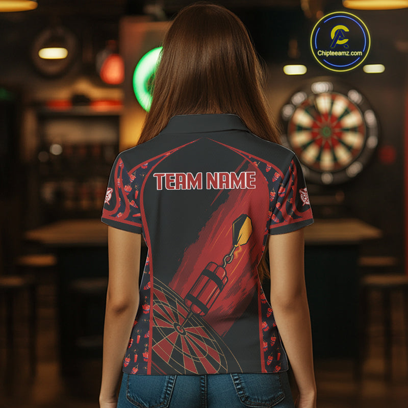 Bombs Dart Arrow Custom Red Dartboard Dart Shirt For Women, Dart Team Jerseys NYN0114
