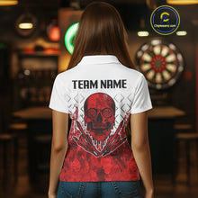Load image into Gallery viewer, White-Red Skull Watercolor Pattern Custom Dart Shirt For Women, Dart Team Jerseys NYN0117