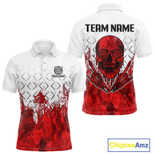 Load image into Gallery viewer, White-Red Skull Watercolor Pattern Custom Dart Shirt For Men, Dart Team Jerseys NYN0117