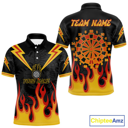 Dragon Flame Pattern Dartboard Custom Dart Shirt For Men, Dart Team Jerseys NYN0234