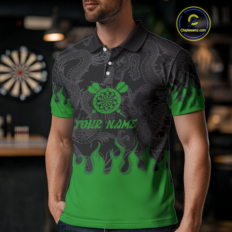Flame Dartboard Dragon Custom Green Dart Shirt For Men, Dart Team Jerseys NYN0235