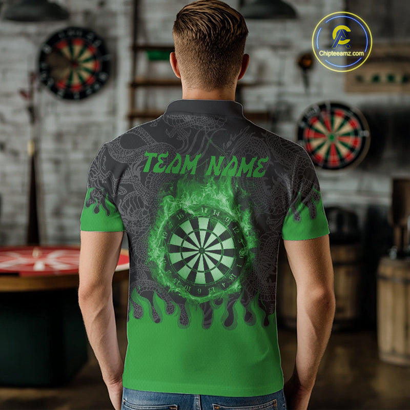 Flame Dartboard Dragon Custom Green Dart Shirt For Men, Dart Team Jerseys NYN0235