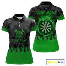 Load image into Gallery viewer, Flame Dartboard Dragon Custom Green Dart Shirt For Women, Dart Team Jerseys NYN0235