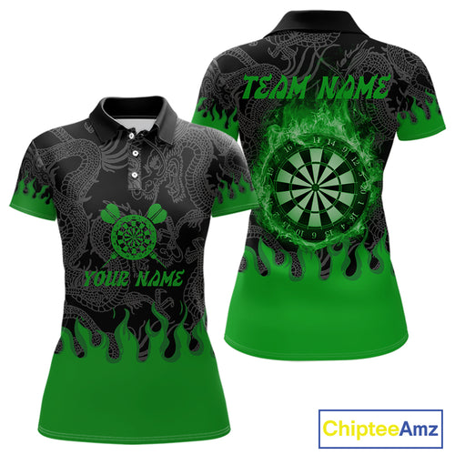 Flame Dartboard Dragon Custom Green Dart Shirt For Women, Dart Team Jerseys NYN0235