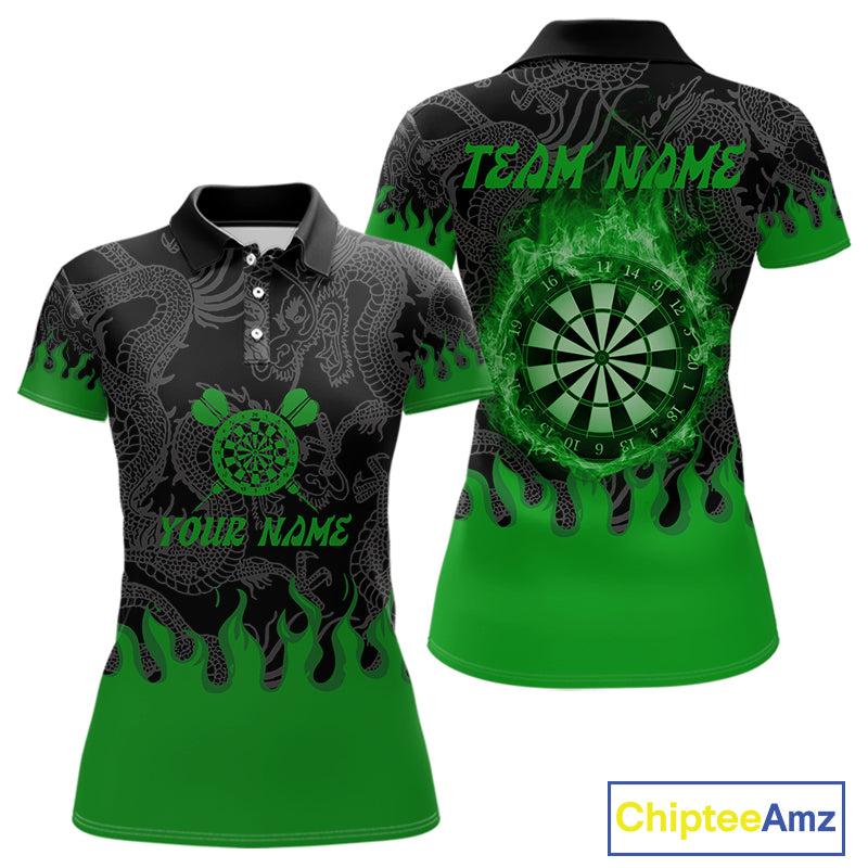 Flame Dartboard Dragon Custom Green Dart Shirt For Women, Dart Team Jerseys NYN0235