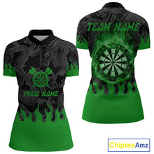 Load image into Gallery viewer, Flame Dartboard Dragon Custom Green Dart Shirt For Women, Dart Team Jerseys NYN0235