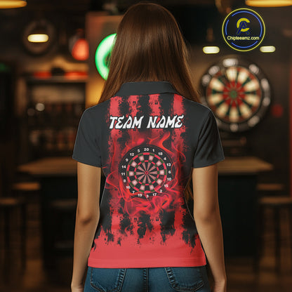 Red Flames Arround Dartboards Custom Dart Shirt For Women, Dart Team Jerseys NYN0236