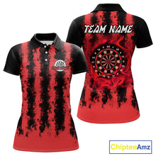 Load image into Gallery viewer, Red Flames Arround Dartboards Custom Dart Shirt For Women, Dart Team Jerseys NYN0236