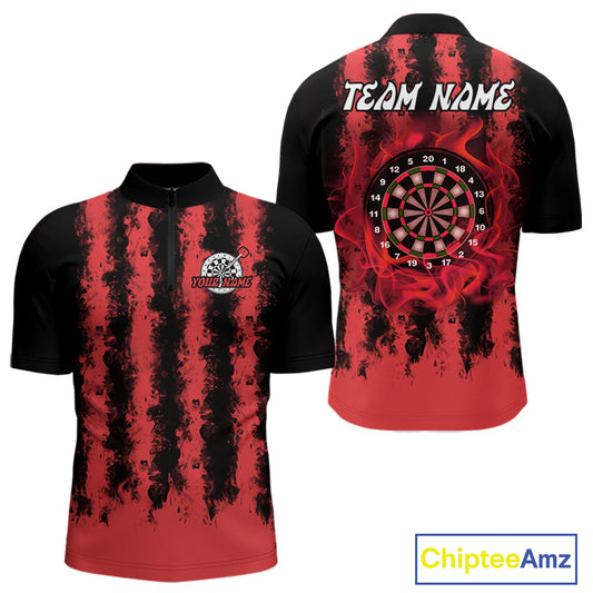 Red Flames Arround Dartboards Custom Dart Shirt For Men, Dart Team Jerseys NYN0236