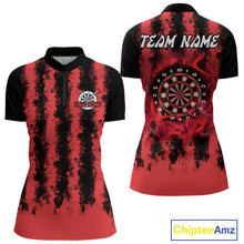 Load image into Gallery viewer, Red Flames Arround Dartboards Custom Dart Shirt For Women, Dart Team Jerseys NYN0236