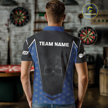 Load image into Gallery viewer, White Fog Skull &amp; Dartboard - Blue Darts Team Shirt For Women With Custom Name NYN0484