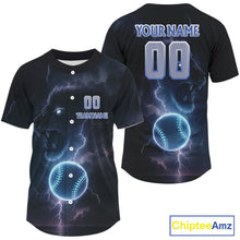 Load image into Gallery viewer, Custom Lightning Blue Lion Baseball Jersey For Men Youth Baseball Team Jerseys NYN0975