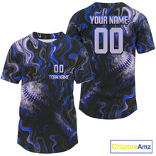 Load image into Gallery viewer, Custom Black And Blue Paint Swirl Baseball Jersey Outfits Baseball Tournament Shirts NYN0978