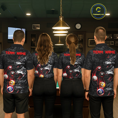 Custom Red Thunder 8 Ball & 9 Ball  Pool Team Shirt For Men Funny Wolfs Billiard Tournament Jerseys NYN4017