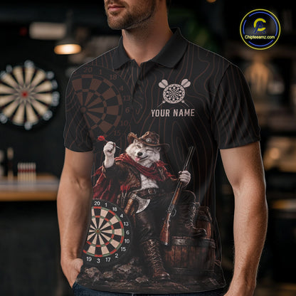 Custom Gunslinger Wolf Funny Darts Shirt For Women Personalized Name Team Retro Darts Jersey Apparel NYN4391