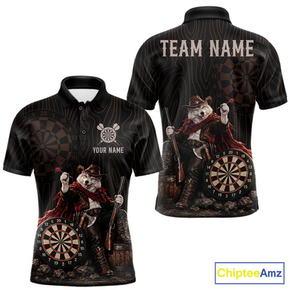 Custom Gunslinger Wolf Funny Darts Shirt For Men Personalized Name Team Retro Darts Jersey Apparel NYN4391