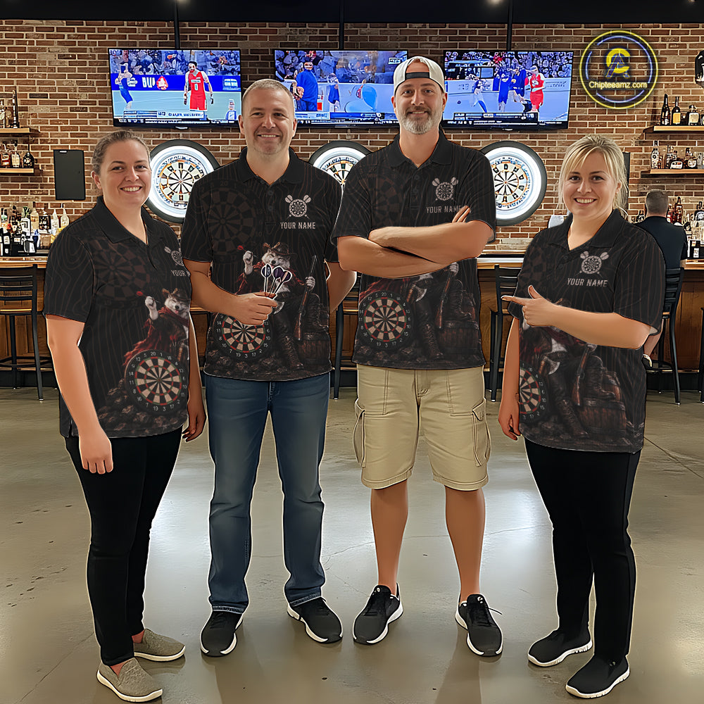 Custom Gunslinger Wolf Funny Darts Shirt For Women Personalized Name Team Retro Darts Jersey Apparel NYN4391
