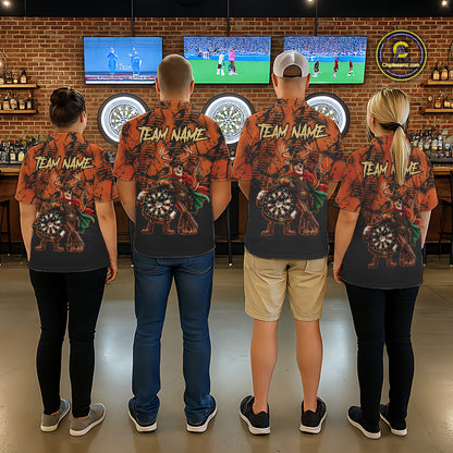 Cowboy Deer Funny Darts Polo 1/4-Zip Shirt For Women Custom Name Brown Camo Grunge Darts Team Apparel NYN4394