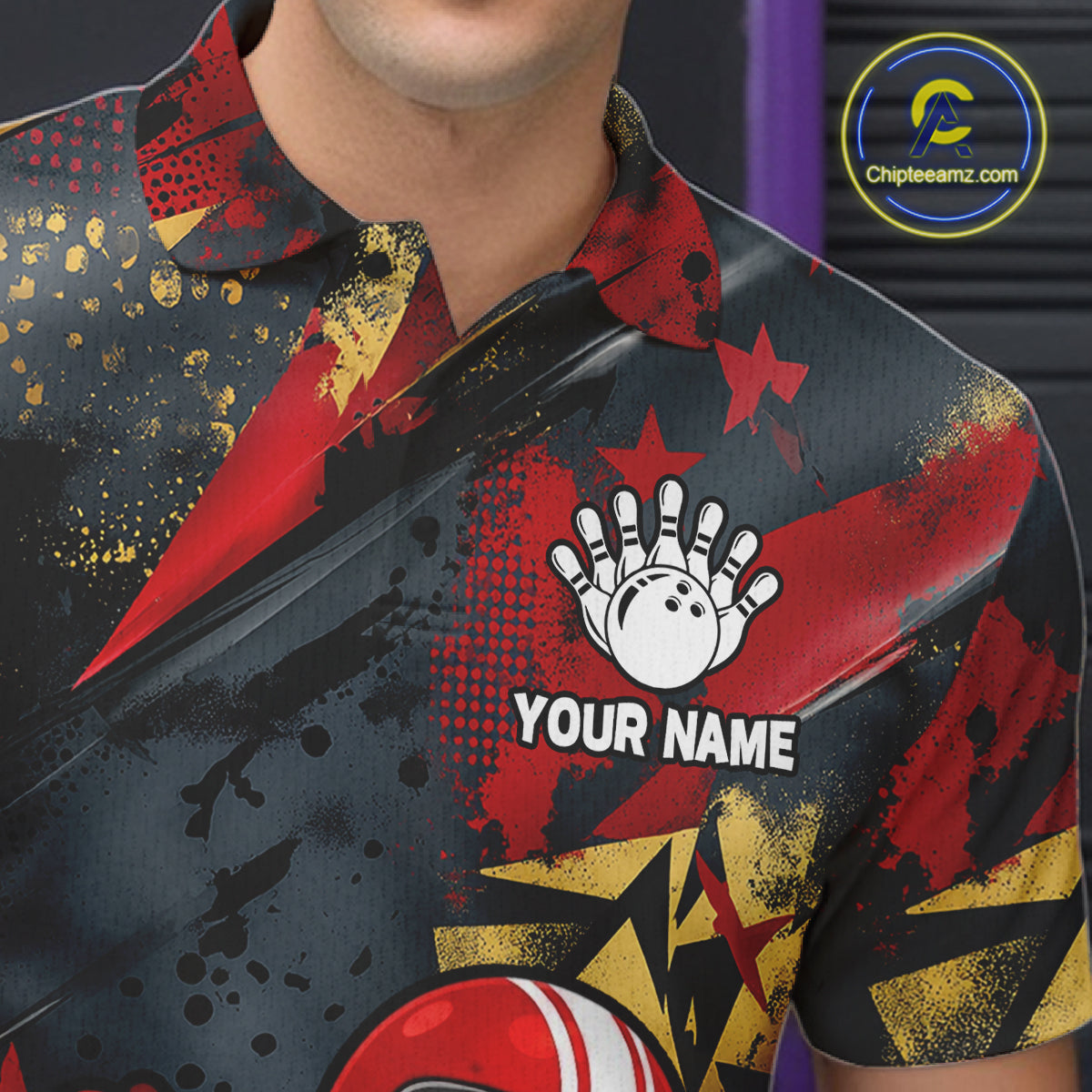 Funny Bowling Shirt For Men Custom Racing Potato Bowler Polo Quarter-Zip Jersey Bowling Team Jersey NYN4402