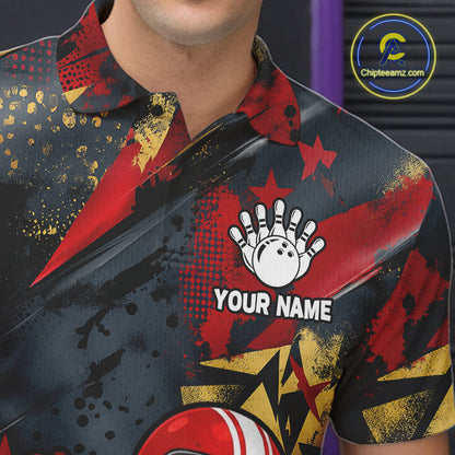 Funny Bowling Shirt For Men Custom Racing Potato Bowler Polo Quarter-Zip Jersey Bowling Team Jersey NYN4402
