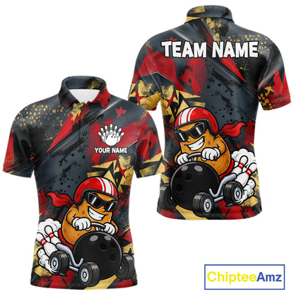 Funny Bowling Shirt For Men Custom Racing Potato Bowler Polo Quarter-Zip Jersey Bowling Team Jersey NYN4402