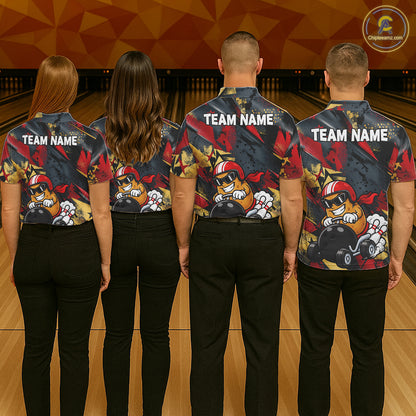 Funny Bowling Shirt For Men Custom Racing Potato Bowler Polo Quarter-Zip Jersey Bowling Team Jersey NYN4402