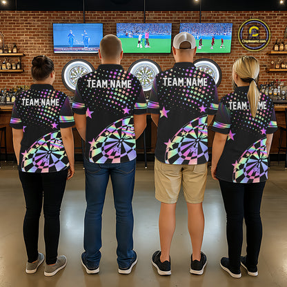 Personalized Rainbow Holographic Stars Darts Shirt For Men Custom Dart Tournament Jerseys NYN4771