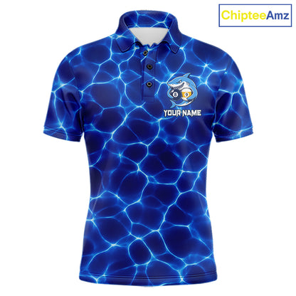 Funny Shark Billiard Polo 1/4-Zip Shirt For Men Custom 8 Ball 9 Ball Thunder Billiard Tournament Jersey NYN4773