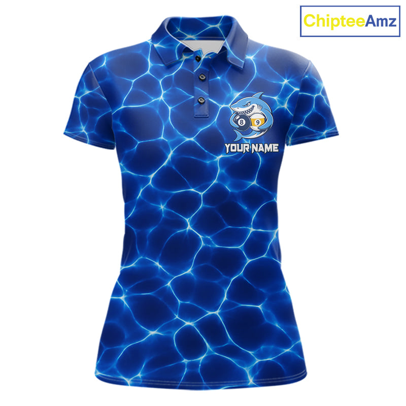 Funny Shark Billiard Polo 1/4-Zip Shirt For Women Custom 8 Ball 9 Ball Thunder Billiard Tournament Jersey NYN4773