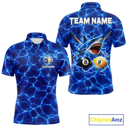 Funny Shark Billiard Polo 1/4-Zip Shirt For Men Custom 8 Ball 9 Ball Thunder Billiard Tournament Jersey NYN4773
