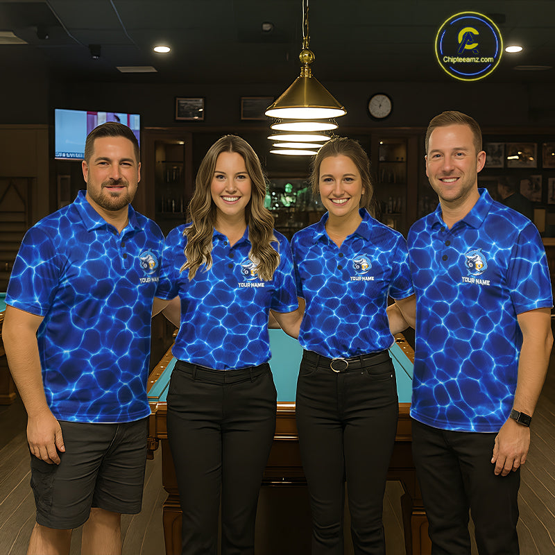 Funny Shark Billiard Polo 1/4-Zip Shirt For Women Custom 8 Ball 9 Ball Thunder Billiard Tournament Jersey NYN4773