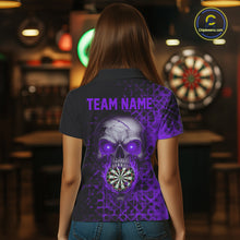 Load image into Gallery viewer, Custom Purple Dripping Skull Darts Polo Shirt For Women Fire Flame Skull Dart League Jerseys NYN2174