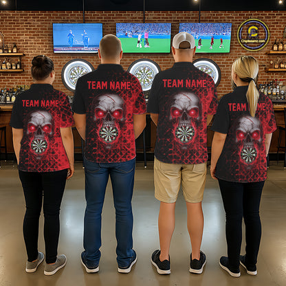 Custom Red Dripping Skull Darts Quarter-Zip Shirt For Women Fire Flame Skull Dart League Jerseys NYN2175