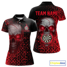 Load image into Gallery viewer, Custom Red Dripping Skull Darts Polo Shirt For Women Fire Flame Skull Dart League Jerseys NYN2175