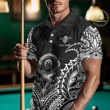 Load image into Gallery viewer, White Tribal Smoke 8 Ball Pool Men Polo &amp; 1/4-Zip Shirt Personalized 3D Ball Billiard Gifts NYN2426