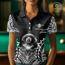Load image into Gallery viewer, White Tribal Smoke 8 Ball Pool Women Polo &amp; 1/4-Zip Shirt Personalized 3D Ball Billiard Gifts NYN2426