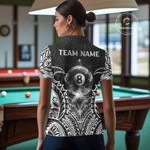 Load image into Gallery viewer, White Tribal Smoke 8 Ball Pool Women Polo &amp; 1/4-Zip Shirt Personalized 3D Ball Billiard Gifts NYN2426