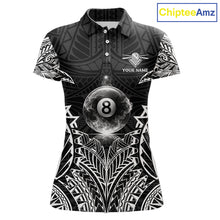 Load image into Gallery viewer, White Tribal Smoke 8 Ball Pool Women Polo &amp; 1/4-Zip Shirt Personalized 3D Ball Billiard Gifts NYN2426