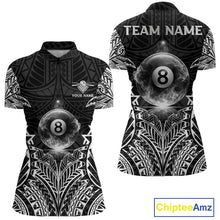 Load image into Gallery viewer, White Tribal Smoke 8 Ball Pool Women Polo &amp; 1/4-Zip Shirt Personalized 3D Ball Billiard Gifts NYN2426