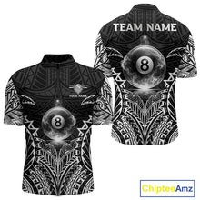 Load image into Gallery viewer, White Tribal Smoke 8 Ball Pool Men Polo &amp; 1/4-Zip Shirt Personalized 3D Ball Billiard Gifts NYN2426