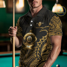 Load image into Gallery viewer, Gold Tribal Smoke 8 Ball Pool Men Polo &amp; 1/4-Zip Shirt Personalized 3D Ball Billiard Gifts NYN2427