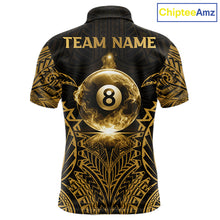 Load image into Gallery viewer, Gold Tribal Smoke 8 Ball Pool Men Polo &amp; 1/4-Zip Shirt Personalized 3D Ball Billiard Gifts NYN2427