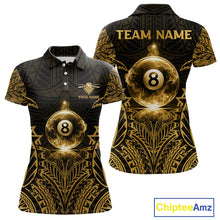 Load image into Gallery viewer, Gold Tribal Smoke 8 Ball Pool Women Polo &amp; 1/4-Zip Shirt Personalized 3D Ball Billiard Gifts NYN2427