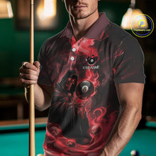 Load image into Gallery viewer, Grim Reaper Red Flames 8 Ball Pool Men Polo &amp; 1/4-Zip Shirt Personalized Skull Billiard Gifts NYN2433