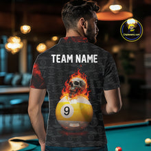 Load image into Gallery viewer, Fire Skull 9 Ball Pool Billiard Team Shirt For Men Custom Red Flames Billiard Ball &amp; Cue Gifts NYN2437