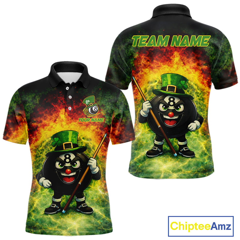 Red & Green Shamrock Thunder Funny Pool 8 Ball Men Billiard Shirt Personalized Balls Billiard Shirts NYN2653