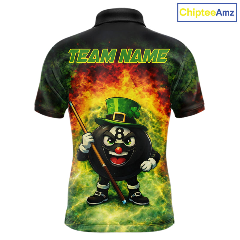 Red & Green Shamrock Thunder Funny Pool 8 Ball Men Billiard Shirt Personalized Balls Billiard Shirts NYN2653